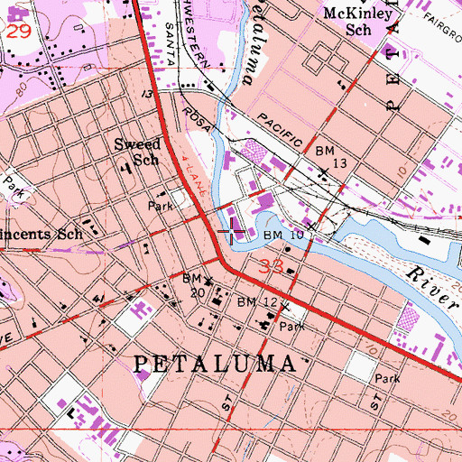 Topographic Map of Petaluma Yacht Club, CA