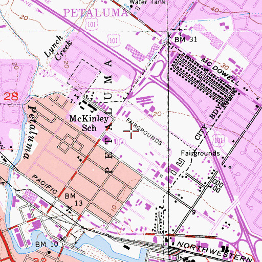 Topographic Map of Sonoma-Marin Fairgrounds, CA
