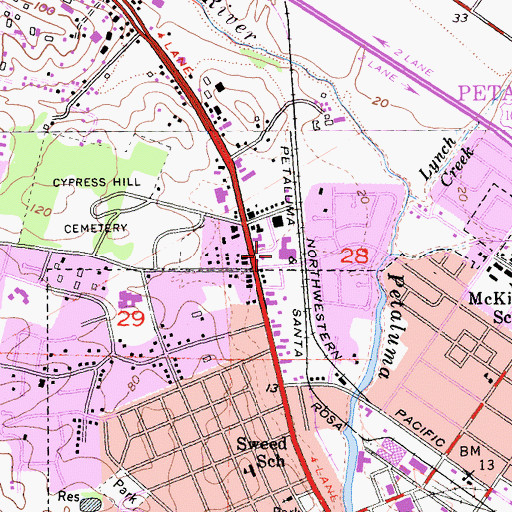 Topographic Map of Town and Country Shopping Center, CA