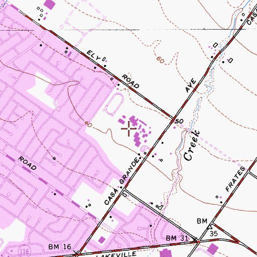 Topographic Map of Casa Grande High School, CA