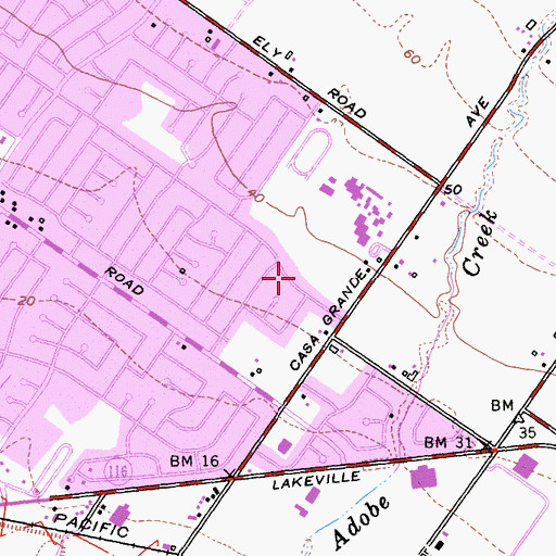 Topographic Map of Crinella Park, CA