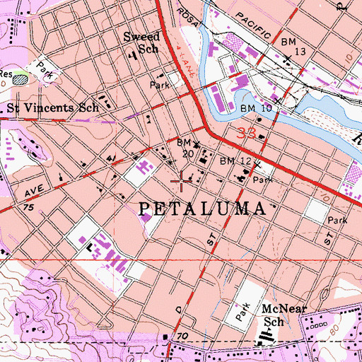 Topographic Map of First Church of Christ Scientist, CA
