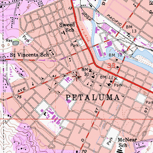 Topographic Map of First Church of God, CA