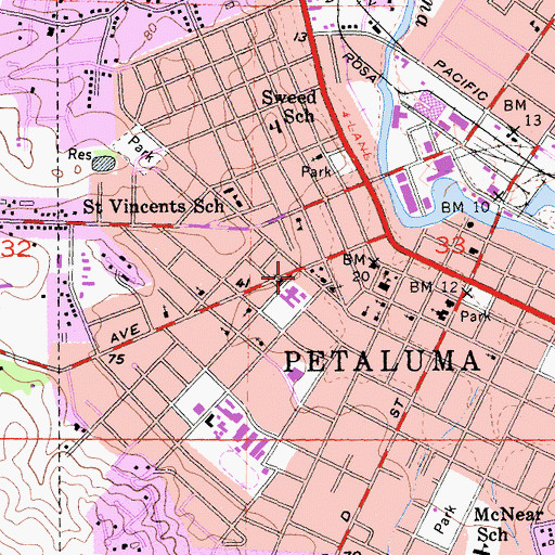 Topographic Map of Five Corners Community Center, CA