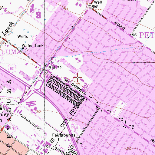 Topographic Map of McDowell Park, CA