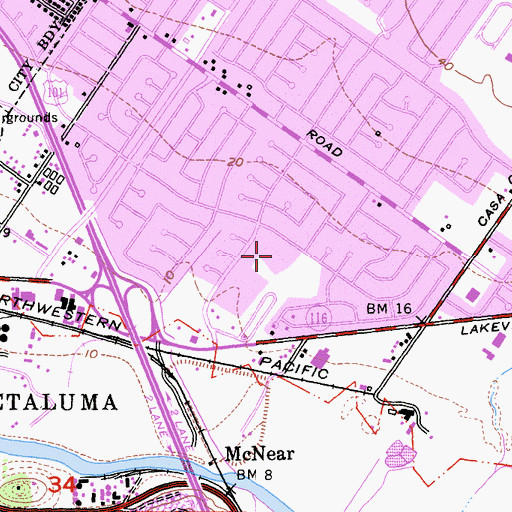 Topographic Map of Miwok Valley Elementary School, CA