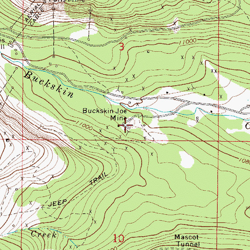 Topographic Map of Buckskin Joe Mine, CO