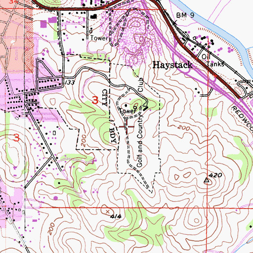 Topographic Map of Petaluma Golf and Country Club, CA