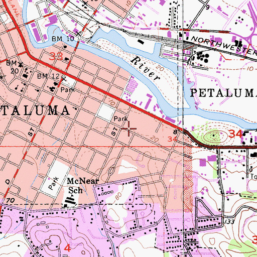 Topographic Map of Petaluma Marina, CA