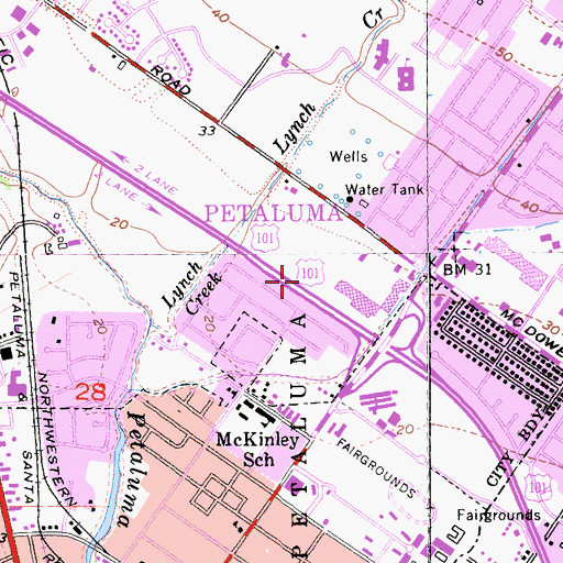 Topographic Map of Plaza North Shopping Center, CA