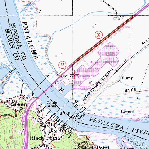 Topographic Map of Port Sonoma Marina, CA