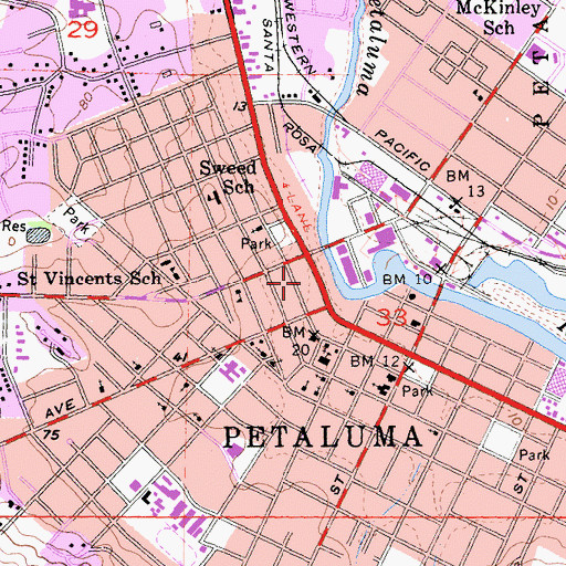 Topographic Map of Putman Plaza Park, CA