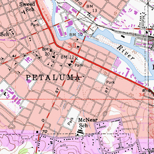 Topographic Map of Saint Johns Lutheran Church, CA