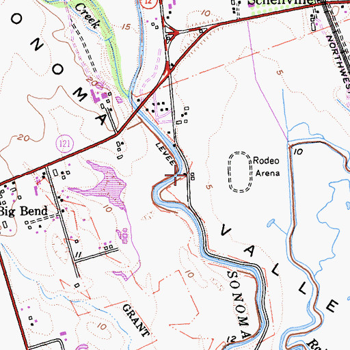 Topographic Map of Sonoma Creek Winery, CA