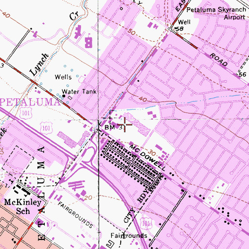 Topographic Map of Washington Square Shopping Center, CA