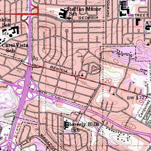 Topographic Map of Bible Baptist Church, CA