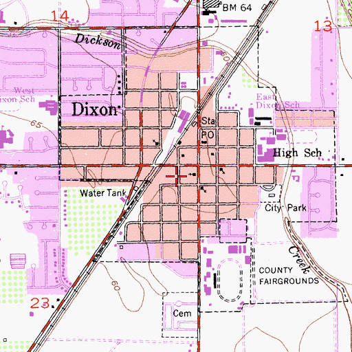 Topographic Map of Dixon Community Church, CA