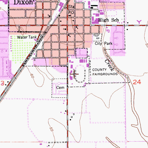 Topographic Map of Dixon May Fairgrounds, CA