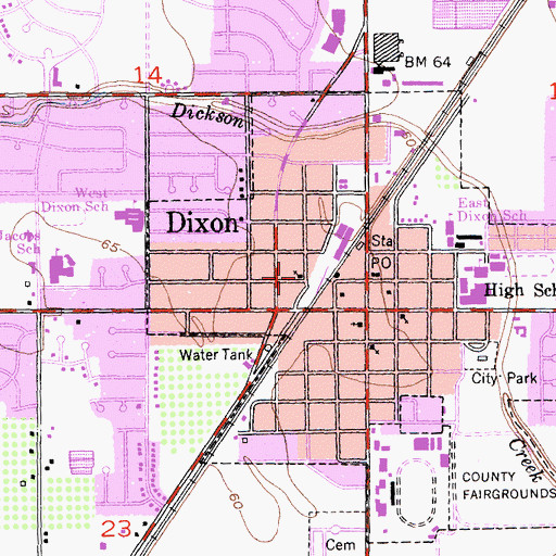 Topographic Map of Dixon Methodist Church, CA