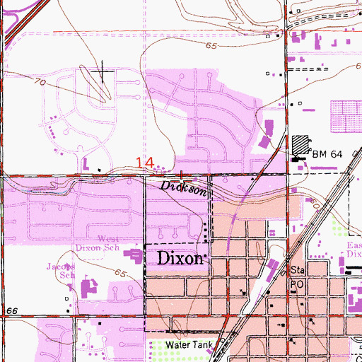 Topographic Map of Dixon Neighborhood Church, CA