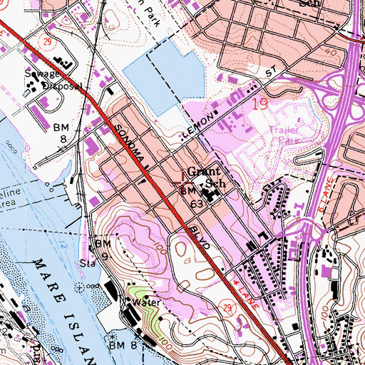 Topographic Map of Vallejo Fire Department Station 2, CA