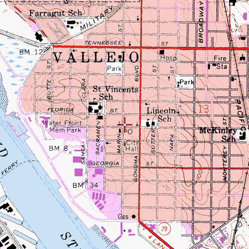 Topographic Map of First Baptist Church, CA
