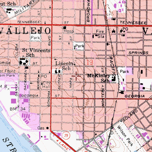 Topographic Map of First Church of Christ, CA