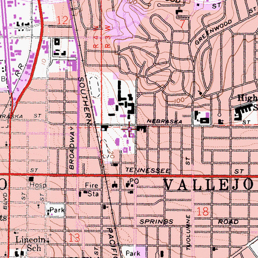 Topographic Map of First Presbyterian Church, CA