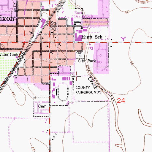 Topographic Map of Hall Memorial Park, CA