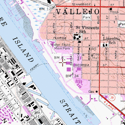 Topographic Map of John F Kennedy Branch Solano County Public Library, CA