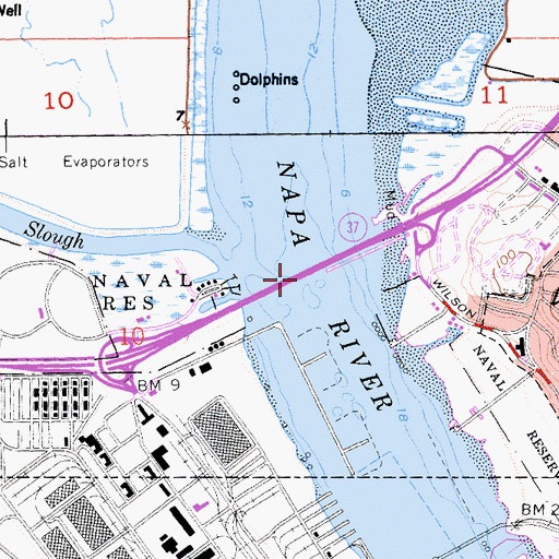 Topographic Map of Napa River Bridge, CA