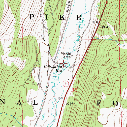 Topographic Map of Columbia Reservoir, CO