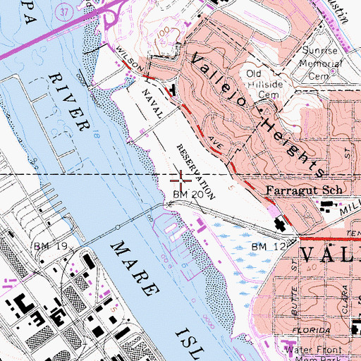 Topographic Map of River Park, CA