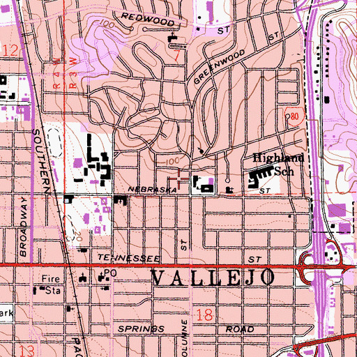Topographic Map of Saint Basils Roman Catholic Church, CA