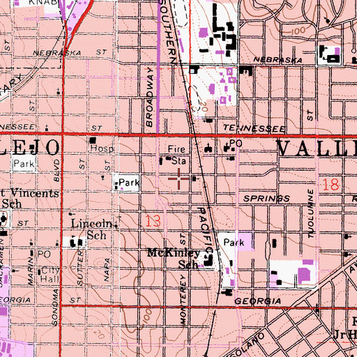 Topographic Map of Taylor Chapel Christian Methodist Episcopal Church, CA