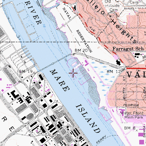 Topographic Map of Vallejo Marina, CA