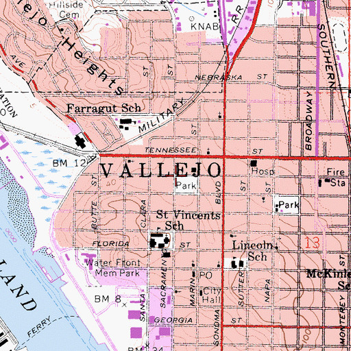 Topographic Map of Veterans Memorial Building, CA