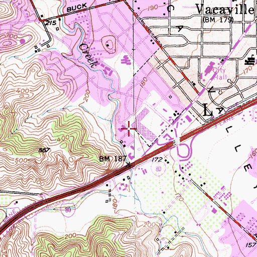 Topographic Map of Alamo Plaza Shopping Center, CA