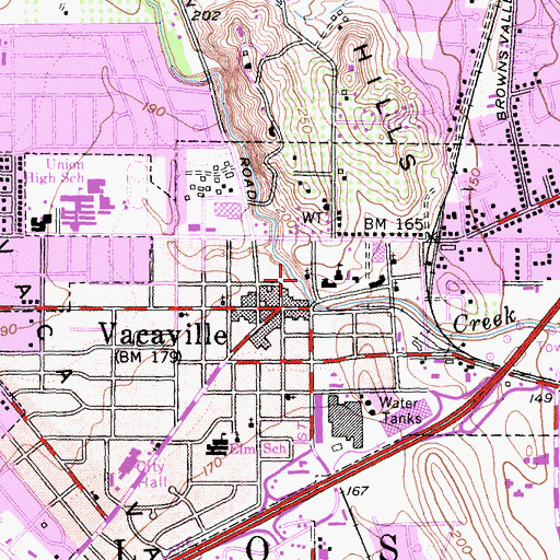 Topographic Map of Christian Church of Vacaville, CA