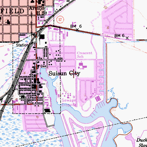 Topographic Map of Crystal Middle School, CA