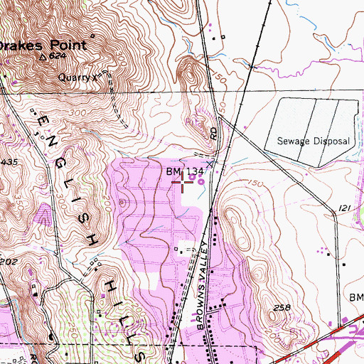 Topographic Map of Edwin Markham Elementary School, CA