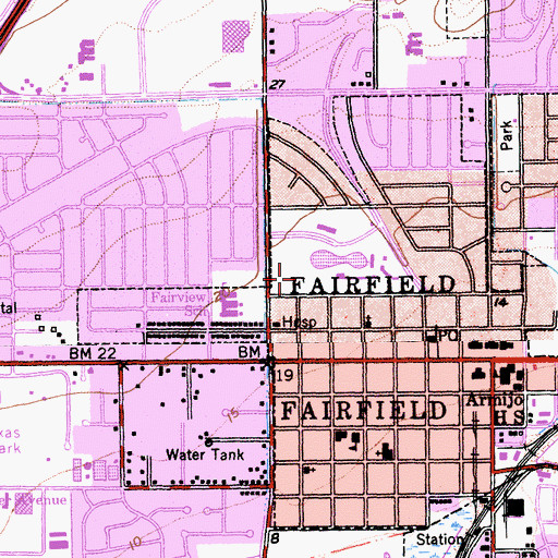 Topographic Map of Fairfield-Suisun Community Branch Solano County Public Library, CA