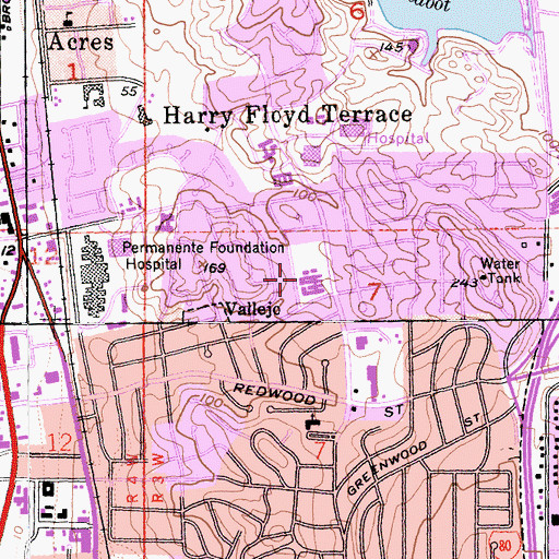 Topographic Map of Johnston Cooper Elementary School, CA