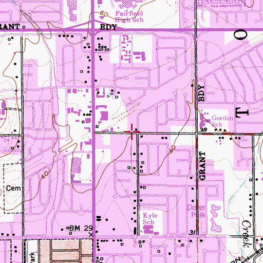 Topographic Map of Mary Bird High School, CA