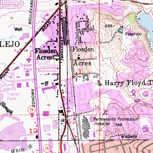 Topographic Map of John Finney High School, CA