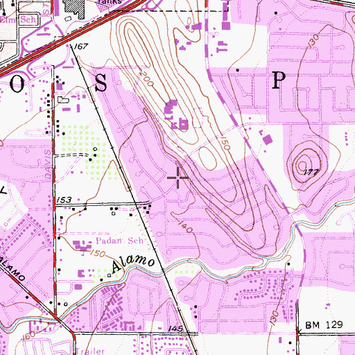 Topographic Map of Primera Inglesia Bautista Emmanuel Church, CA