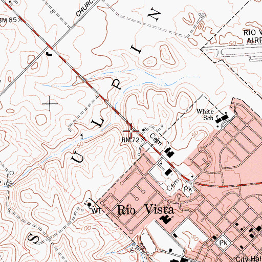 Topographic Map of Rio Vista Assembly of God Church, CA