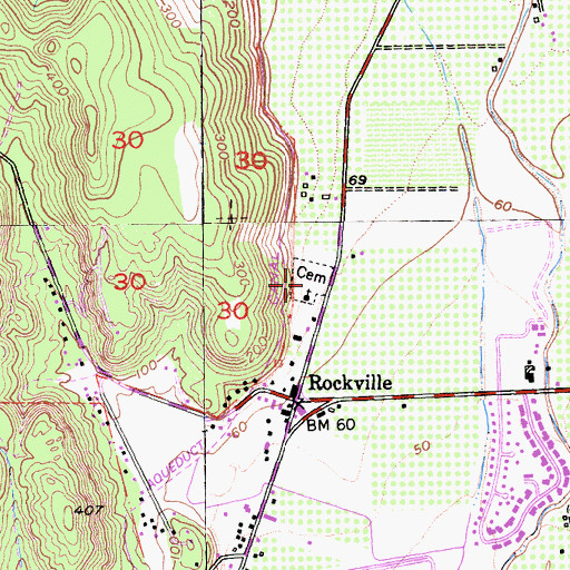 Topographic Map of Rockville Public Cemetery, CA