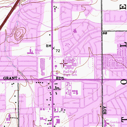Topographic Map of Sem Yeto Continuation High School, CA