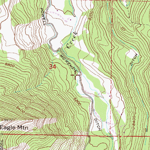 Topographic Map of Powell Mc Kenzie Ditch, CO